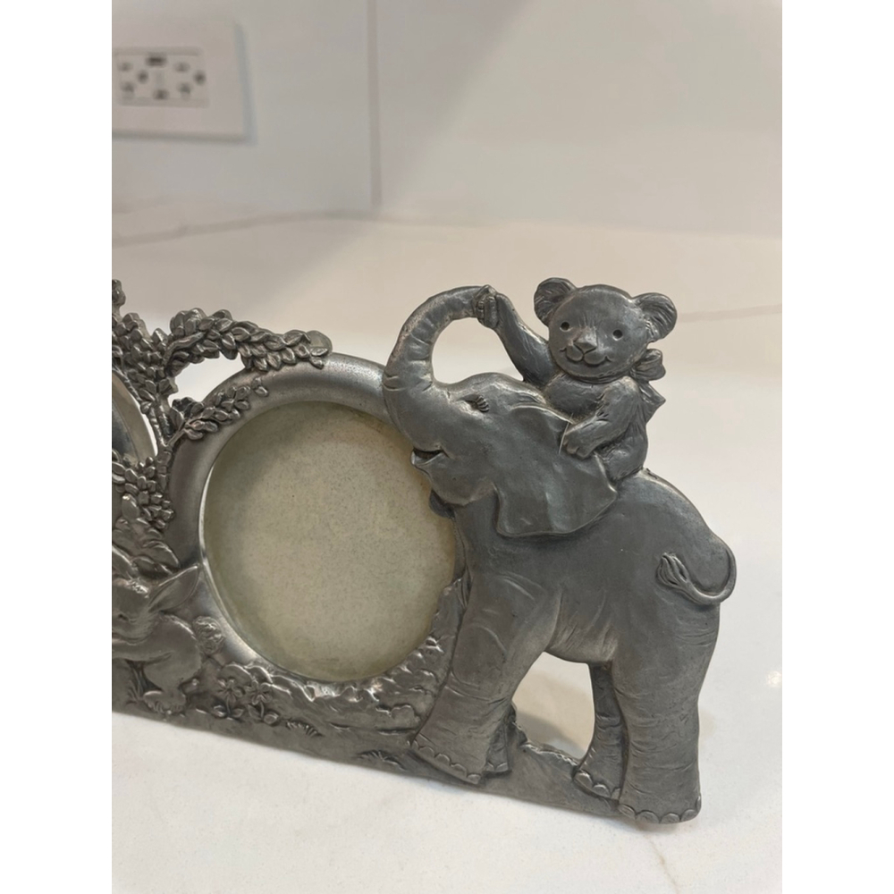 Vintage Seagull Pewter Silver Jungle Animal Multi Picture Frame Baby Room Child - Picture 4 of 11